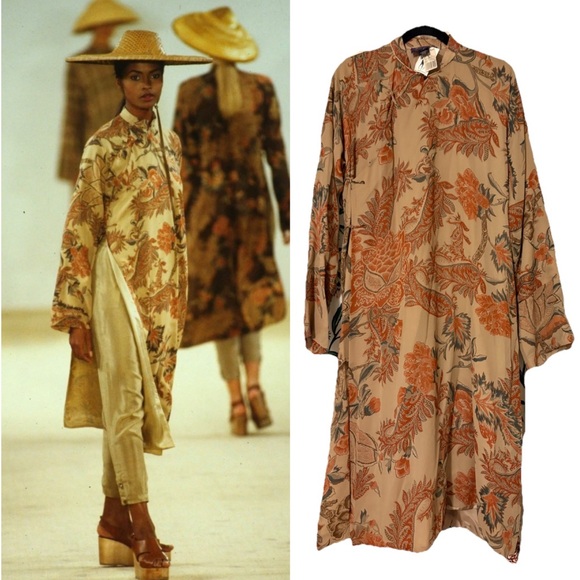 Ralph Lauren Purple Label Dresses & Skirts - Vintage Ralph Lauren Collection Silk Kimono Tunic Dress Kaftan Floral Runway 90s